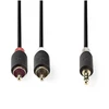 Nedis stereo garso kabelis | 3,5 mm kištukas | 2x RCA kištukas, padengtas auksu | 1,00 m | apvalus | Antracitas | Pakuotė su peržiūros langeliu