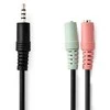 Kabelis Nedis kabelis audio 0,2 m 2 x 3.5mm juoda