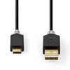 Nedis USB laidas | USB 2.0 | USB-A vyrelis | USB-C™ jungtis | 480Mbps | Paauksuotas | 1,00 m | apvalus | PVC | Antracitas | Pakuotė su peržiūros langeliu