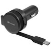 Įkroviklis automobilinis Platinet su Type-C laidu (1xUSB 2.4A) juodas
