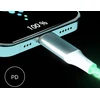 Kabelis USB TelForceOne QUALO kabelis świecący USB-C-Lightning 1M 3A balta ir/sidabrinė QCS-CL-00