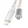 Kabelis USB TelForceOne QUALO kabelis świecący USB-C-Lightning 1M 3A balta ir/sidabrinė QCS-CL-00