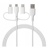 Qualo QRC-CA+M+L-00 Cable 3in1 USB-C - USB-A / microUSB + USB adapter / 1.5m / 60W / baltas