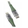 Qualo QTCN-CL-04 permatomas nailono kabelis USB-C - Lightning / 12W / 1.5m / žalias