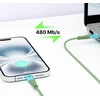 Qualo QTCN-CL-04 Transparent Nylon Cable USB-C - Lightning / 12W / 1.5m / žalias