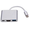 RoGer Multimedia Adapteris Type-C prie HDMI (4K @ 30Hz, 1080P @ 60Hz) + USB 3.0 Sidabrinis