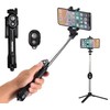 RoGer Selfie Stick + trikojo stovas su Bluetooth nuotolinio valdymo pultu