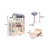 KIK MDF medinis lėlių namelis + baldai 78cm juodas LED