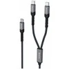 „Swissten 2in1“ įkrovimo USB-C / 2x USB-C laidas 100W 1,5 m