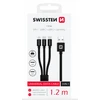 Swissten 3in1 Textile Data Cable 1,2m