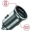„Swissten“ ekologiškas metalinis aukščiausios kokybės automobilinis įkroviklis, 2 x USB, 4,8 A