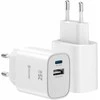 Įkroviklis Swissten SWISSTEN Adapteris sieciowy EDGE GaN 25W, 2-portowy, 1x USB-C PD 25W + 1x USB-A 18W QC