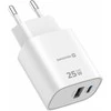 Įkroviklis Swissten SWISSTEN Adapteris sieciowy EDGE GaN 25W, 2-portowy, 1x USB-C PD 25W + 1x USB-A 18W QC