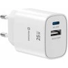 Įkroviklis Swissten SWISSTEN Adapteris sieciowy EDGE GaN 25W, 2-portowy, 1x USB-C PD 25W + 1x USB-A 18W QC