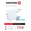 Įkroviklis Swissten Swissten GaN 2x USB C + USB 70 W Power Delivery Balta