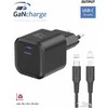 „Swissten“ kelioninis įkroviklis GaN USB-C 35 W PD + duomenų kabelis USB-C – „Lightning“ 1,2 m