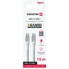 SWISSTEN ARAMID REINFORCED duomenų kabelis USB-C - USB-C 1,5 m, baltas