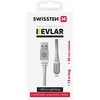 SWISSTEN KEVLAR duomenų kabelis USB - Lightning 1,5m baltas