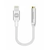 Phone Accessories Swissten / Lightning garso adapteris prie lizdo 3,5 mm, tekstilė, ilgis 15 cm, sidabras