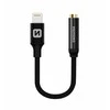 Swissten Audio adapter textile Lightning /jack 0,15 m juodas