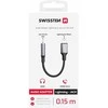 SWISSTEN TEXTILE Audio adaptér Lightning - 3.5mm Jack 0.15m juoda