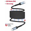 „Swissten“ magnetinis USB-C duomenų kabelis, savaime apsisukantis 60 W 1 m