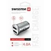 Swissten Metal Premium Car charger 2 x USB / 4.8A Sidabrinis