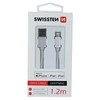 Swissten MFI Textile Fast Charge 3A Lightning Data ir 1,2m įkrovimo laidas