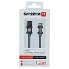 Swissten MFI Textile Fast Charge 3A Lightning Data ir 1,2m įkrovimo laidas