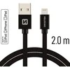„Swissten MFI Textile Fast Charge 3A Lightning“ duomenų ir įkrovimo laidas, 2,0 m