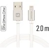 „Swissten MFI Textile Fast Charge 3A Lightning“ duomenų ir įkrovimo laidas, 2 m