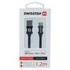 Swissten MFI Textile Fast Charge 3A Lightning Data ir 1,2m įkrovimo laidas