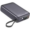 „Swissten“ išorinė baterija 20000 mAh su integruotais USB-C ir „Lightning“ laidais