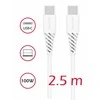 BBC Duomenų kabelis SWISSTEN TPE USB-C/USB-C (PD) 5A (100W) 2,5 m, baltas