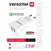 Swissten Premium kelioninis įkroviklis 2x USB / QC3.0 23W