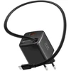 Swissten SlideCHARGE Power Charger GaN 30W USB-A 18W With retractable USB-C cable 0.75m juodas