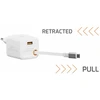 Swissten SlideCHARGE Power Charger GaN 30W USB-A 18W With retractable USB-C cable 0.75m baltas