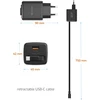 Swissten SlideCHARGE Power Charger GaN 30W USB-A 18W With retractable USB-C cable 0.75m juodas