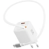 Swissten SlideCHARGE Power Charger GaN 30W USB-A 18W With retractable USB-C cable 0.75m baltas