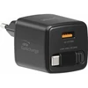 Swissten SlideCHARGE Power Charger GaN 30W USB-A 18W With retractable USB-C cable 0.75m juodas