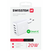 Swissten Smart IC Premium kelioninis įkroviklis 4 x USB 4A / 20W su automatiniu optimalaus maitinimo įkrovimu