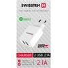 SWISSTEN síťový adaptér Smart IC 2x USB-A bílá