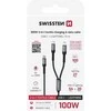 „Swissten Textile 2in1“ USB-C / apšvietimo laidas 100 W 1,5 m