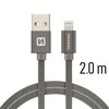 Swissten Textile Fast Charge 3A Lightning Data ir įkrovimo kabelis 2m