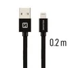 Swissten Textile Fast Charge 3A Lightning Data ir įkrovimo kabelis 20 cm