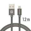 Swissten Textile Fast Charge 3A Lightning Data ir įkrovimo kabelis 1,2m
