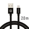 Swissten Textile Fast Charge 3A Lightning Data ir įkrovimo kabelis 2m