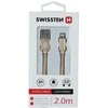 Swissten Textile Fast Charge 3A Lightning Data ir įkrovimo kabelis 2m