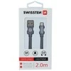 Swissten Textile Fast Charge 3A Lightning Data ir įkrovimo kabelis 2m