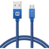„Swissten Textile“ greito įkrovimo universalus „Micro USB“ duomenų ir įkrovimo laidas, 0,2 m